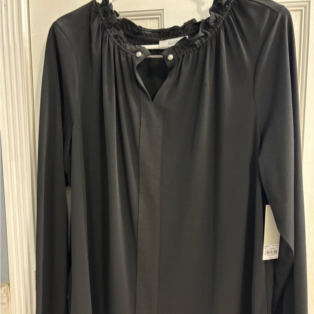Croft & Barrow Black Button-Down Blouse